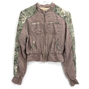 Y2K Da-Nang Bomber Jacket Size S Military Utility Ruched Grunge Streetwear